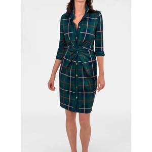 Gretchen Scott Designs Navy Plaid Midi Dress